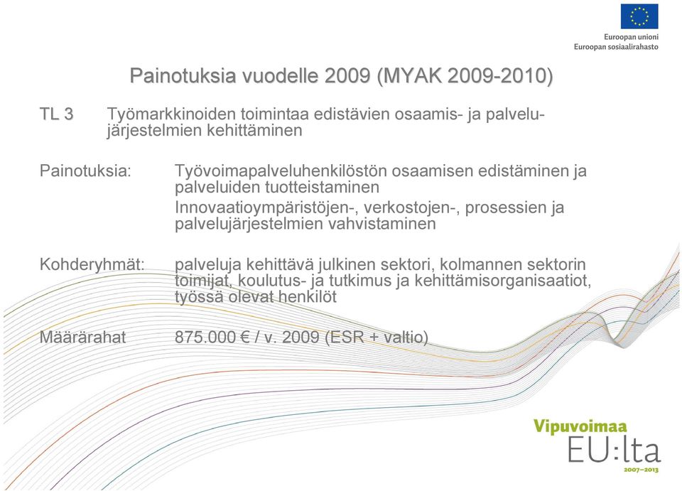 tuotteistaminen Innovaatioympäristöjen, verkostojen, prosessien ja palvelujärjestelmien vahvistaminen palveluja kehittävä