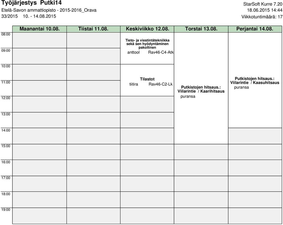 08. Torstai 13.08. Perjantai 14.08. sekä sen hyödyntäminen anttool