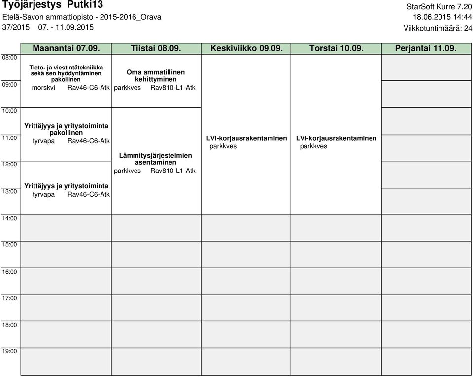 09. Torstai 10.09. Perjantai 11.09. sekä sen hyödyntäminen Oma