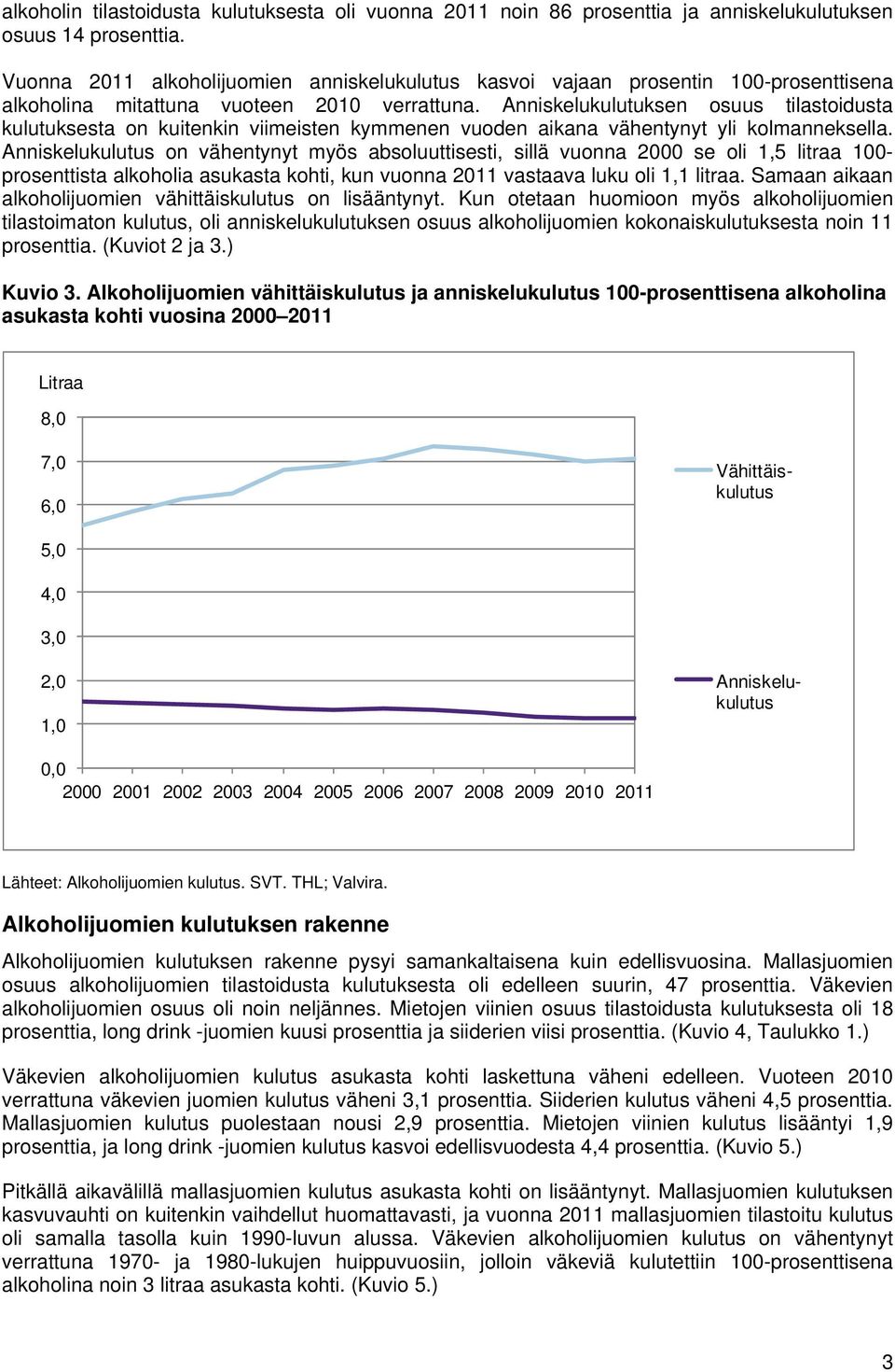 Anniskelukulutuksen osuus tilastoidusta kulutuksesta on kuitenkin viimeisten kymmenen vuoden aikana vähentynyt yli kolmanneksella.