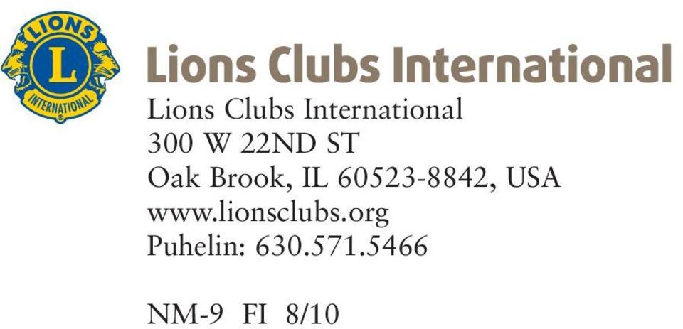 60523-8842, USA www.lionsclubs.