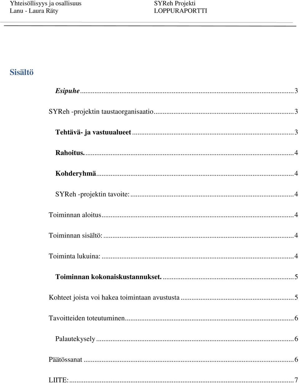 .. 4 Toiminnan sisältö:... 4 Toiminta lukuina:... 4 Toiminnan kokonaiskustannukset.