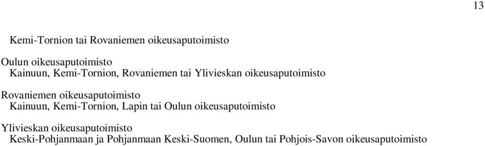 oikeusaputoimisto Kainuun, Kemi-Tornion, Lapin tai Oulun oikeusaputoimisto Ylivieskan