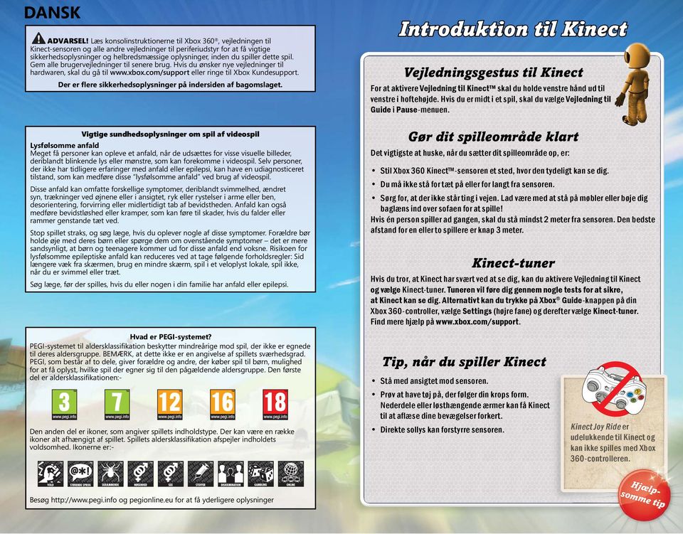 DANSK. Tip, når du spiller Kinect. somm lpe t ip - PDF Ilmainen lataus