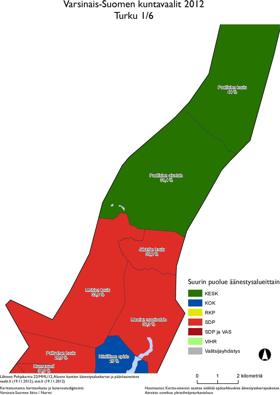 Maarian nuorisotalo 32,3 % ja VAS Pallivahan koulu