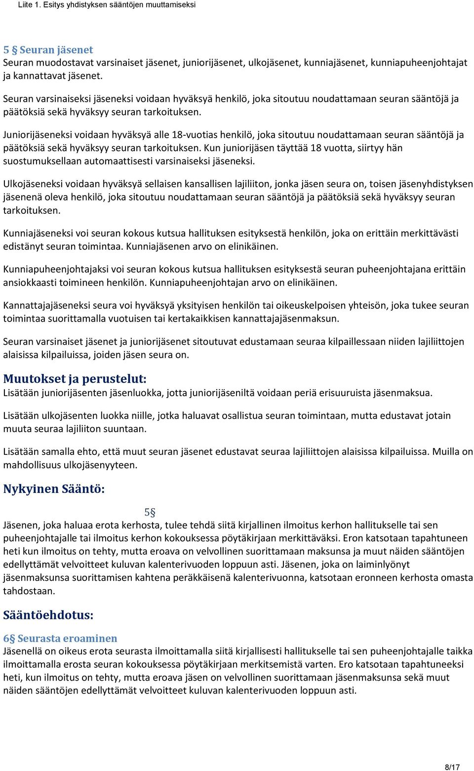 Juniorijäseneksi voidaan hyväksyä alle 18-vuotias henkilö, joka sitoutuu noudattamaan seuran sääntöjä ja päätöksiä sekä hyväksyy seuran tarkoituksen.