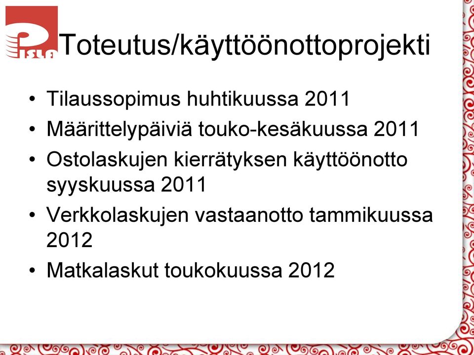 kierrätyksen käyttöönotto syyskuussa 2011 Verkkolaskujen