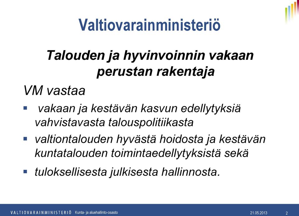 talouspolitiikasta valtiontalouden hyvästä hoidosta ja kestävän