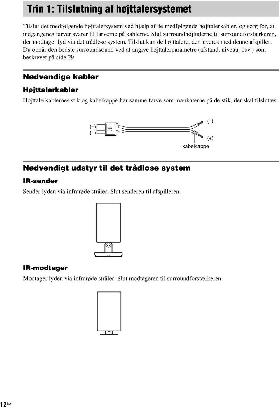 Du opnår den bedste surroundsound ved at angive højttalerparametre (afstand, niveau, osv.) som beskrevet på side 29.