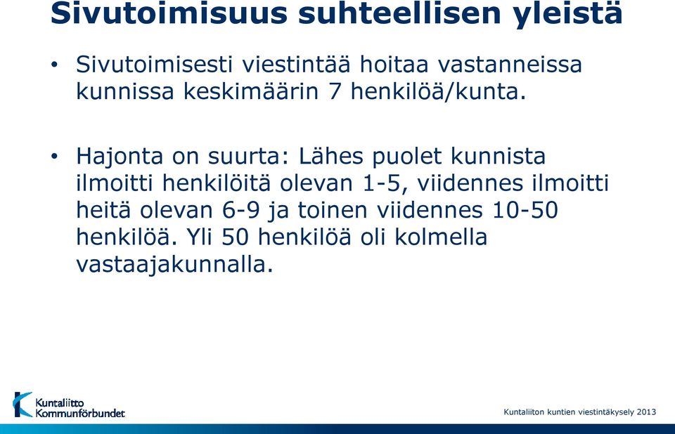 Hajonta on suurta: Lähes puolet kunnista ilmoitti henkilöitä olevan 1-5,