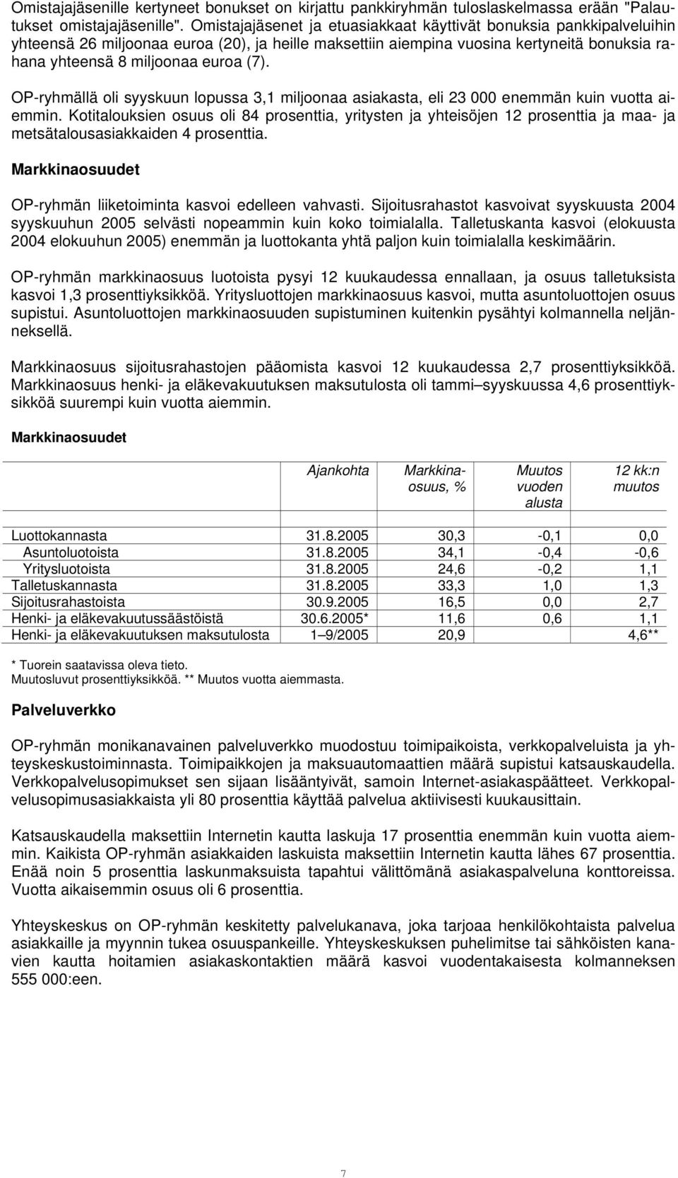 OP-ryhmällä oli syyskuun lopussa 3,1 miljoonaa asiakasta, eli 23 000 enemmän kuin vuotta aiemmin.