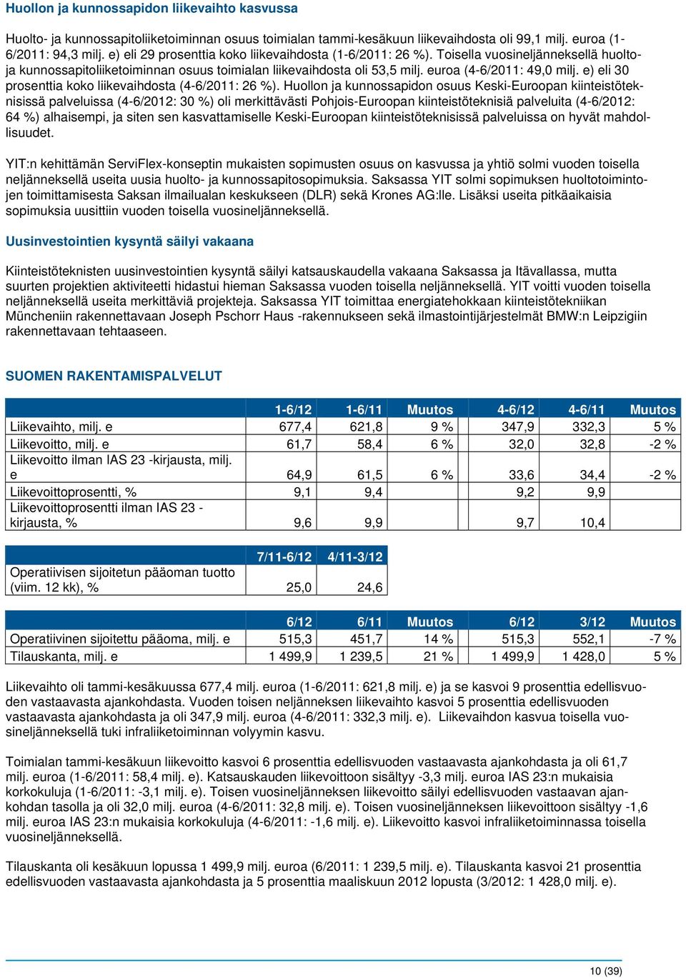 e) eli 30 prosenttia koko liikevaihdosta (4-6/2011: 26 %).