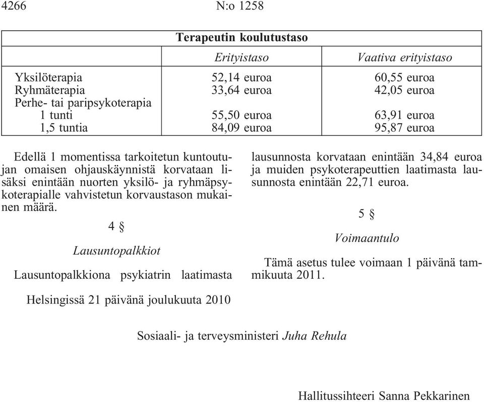 vahvistetun korvaustason mukainen määrä.