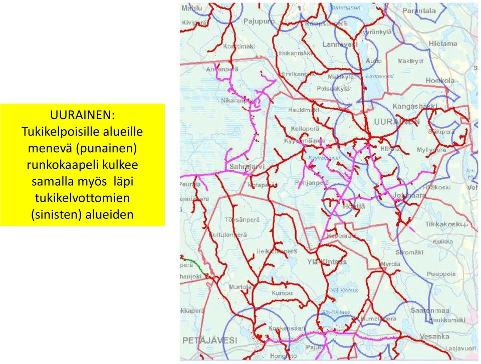 runkokaapeli kulkee samalla