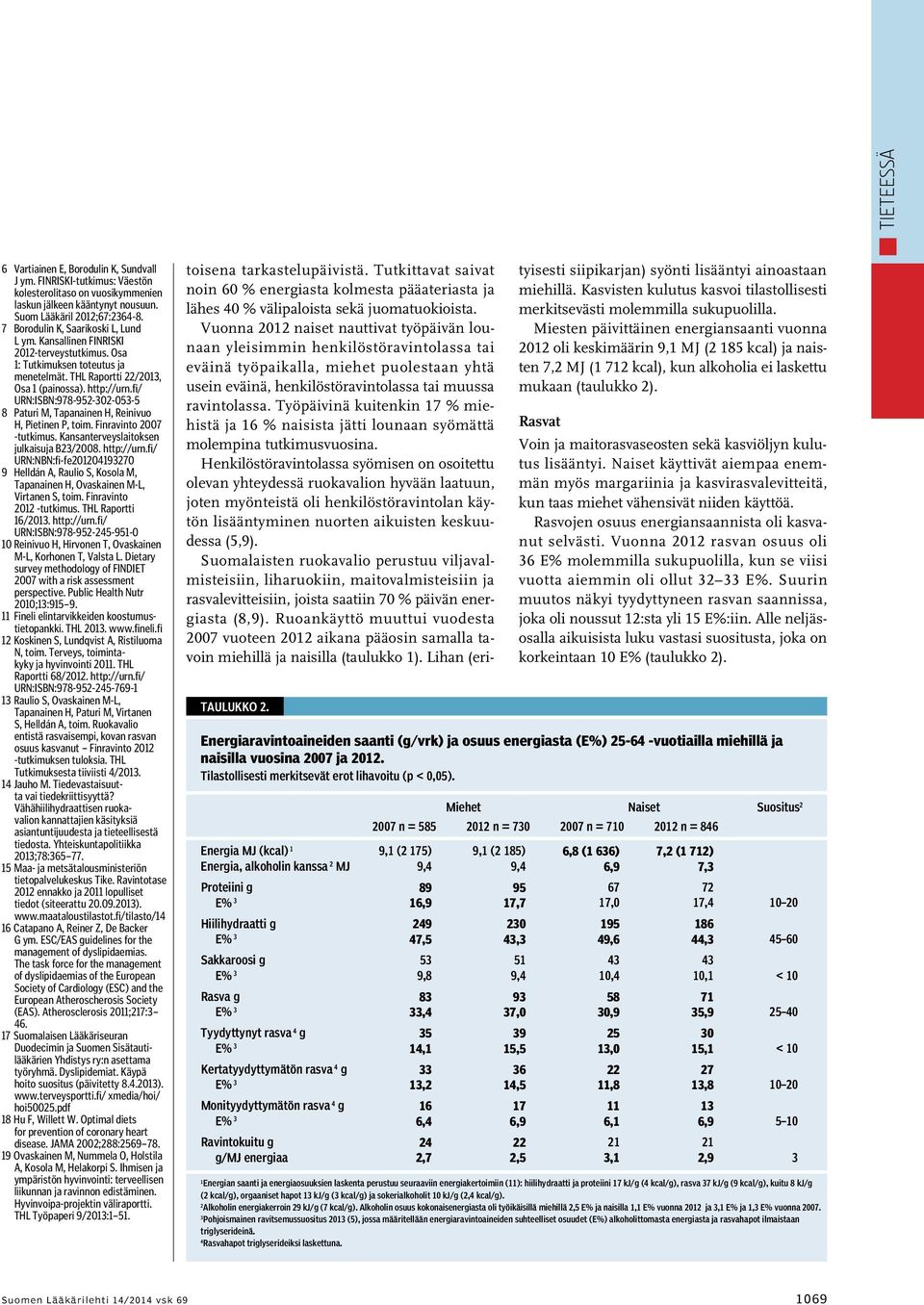 fi/ URN:ISBN:978-952-302-053-5 8 Paturi M, Tapanainen H, Reinivuo H, Pietinen P, toim. Finravinto 2007 -tutkimus. Kansanterveyslaitoksen julkaisuja B23/2008. http://urn.