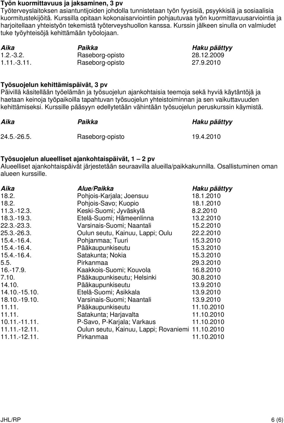 Kurssin jälkeen sinulla on valmiudet tuke työyhteisöjä kehittämään työolojaan. 1.2.-3.2. Raseborg-opisto 28.12.2009 