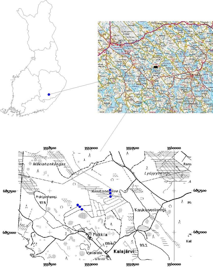 2 Pohjakartta Maanimittauslaitos, lupa nro 13/MYY/04 Kuva 1. Kaukosenlammen tutkimuskohteen sijainti.