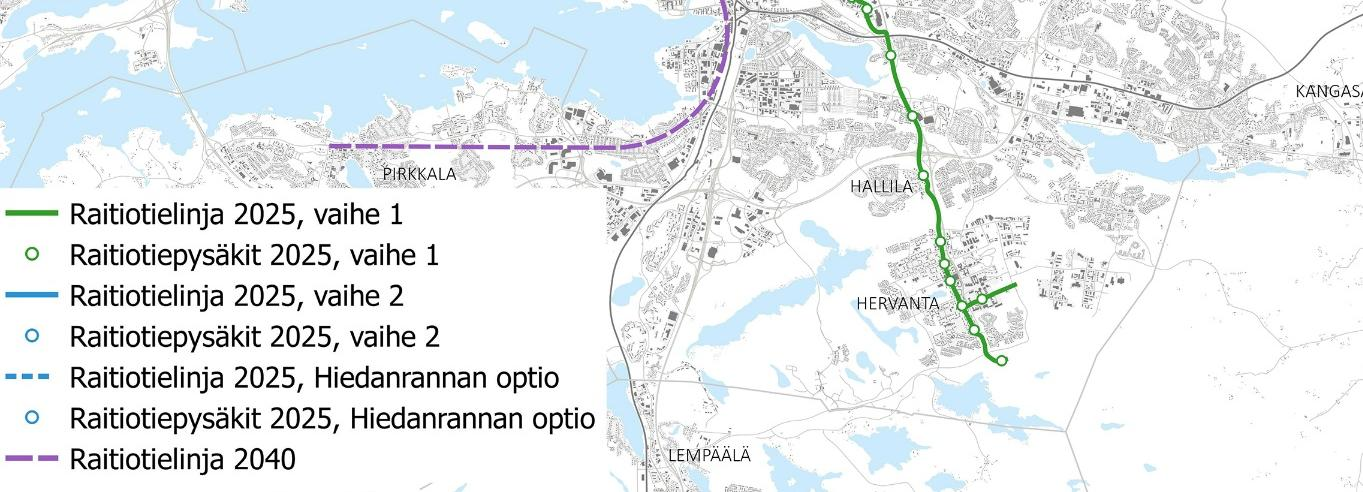 Vaikutuksia arviointiin kevään 2016 aikana Päivitettiin ja täydennettiin raitiotien yleissuunnitelman arviointia Arvioitiin raitiotiejärjestelmän vaikutuksia Verrattiin bussivaihtoehtoon vuosina 2025