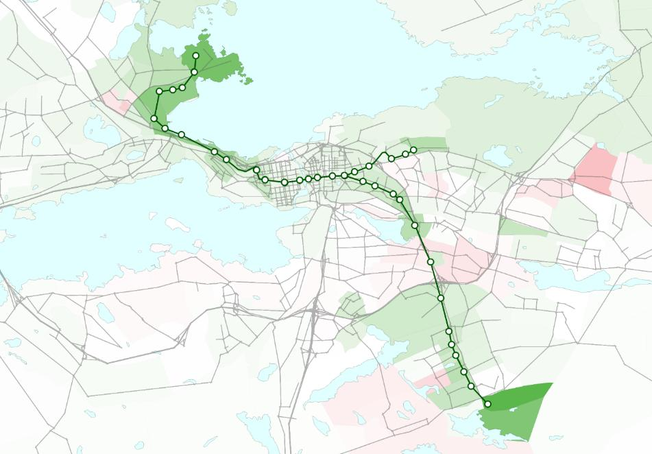 Liikenteelliset vaikutukset Raitiotie lisää joukkoliikennematkojen määrää Tampereen alueella bussivaihtoehtoon verrattuna - 2025 mennessä 10 % kaikista matkoista, 15 % keskustaan suuntautuvista -