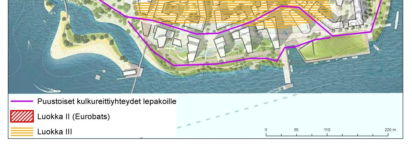 17 6.2 Suositukset maankäytön suunnitteluun Puuston poistolla voi olla vaikutuksia tuulisuuden ja valoisuuden lisääntymiseen, mikä saattaa heikentää alueen lepakoiden kulkua ja saalistusta.