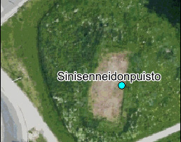 Sinisenneidonpuisto Sinisenneidonpuisto Haiharankatu, 33310 Tampere Kaukajärvi PI A3 Viheraluetyyppi 6 huono Sinisenneidonpuisto 2 -alue kenttä = 127 m 2 pallottelu, kesällä sora/nurmi ei aitausta ei