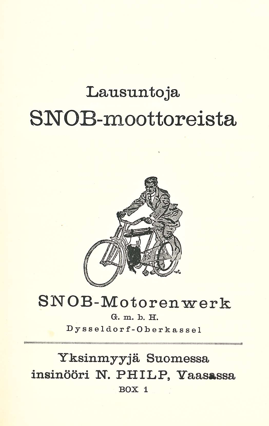 Lausuntoja Snob-moottoreista S3NT08-Motorenwerk G. m. I>, H.