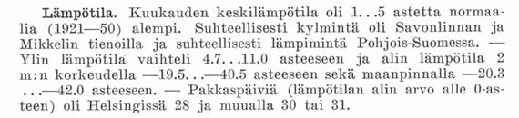 Sääennätyksiä helmikuussa 2007 tarkastettujen havaintojen mukaan Ylin lämpötila 4,9 C Märket 4.2.2007 Alin lämpötila -39,9 C Salla Naruska 6.2.2007 Suurin kuukausisademäärä 42 mm Pielavesi Venetmäki Suurin vuorokausisademäärä 19 mm Hartola Hotila 2.