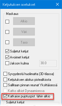 GEOMETRIAN VALINTA 9 4 Valitse hammaspyörän muoto toiseksi ketjuksi. Klikkaa hammaspyörästä kohtaa lähinnä ketjutuspistettä. Vihreän nuolen tulisi osoittaa vastapäivään.