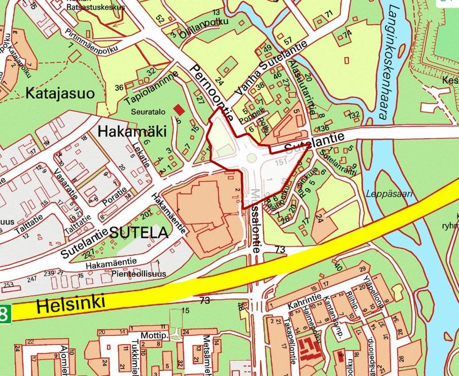 1. SUUNNITTELUALUE Suunnittelualue sijaitsee Sutelan kaupunginosassa Sutelantien ja Mussalontien risteyksen kohdalla ja käsittää risteysalueen lisäksi risteyksen kaakkoispuolella sekä luoteispuolella
