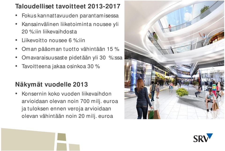 pidetään yli 30 %:ssa Tavoitteena jakaa osinkoa 30 % Näkymät vuodelle 2013 Konsernin koko vuoden