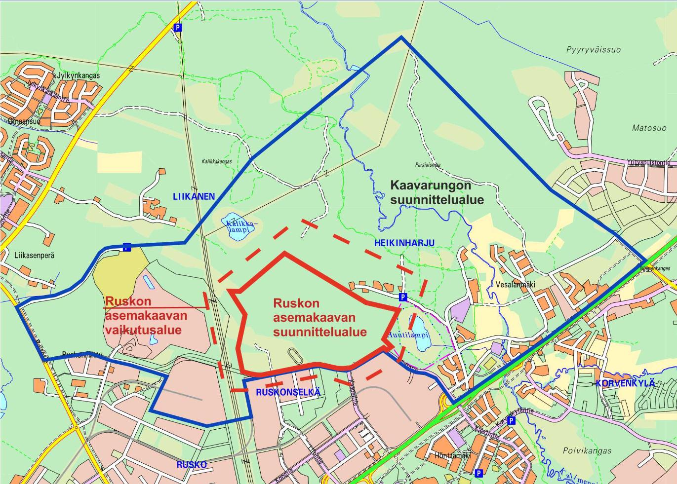 Sivu 1/7 2 Ruskon asemakaavan laajennus ja Ruskon Vesalanmäen kaavarunko Osallistumis- ja arviointisuunnitelma Liikasen (82), Ruskonselän (84) ja Heikinharjun (85) kaupunginosien osia koskeva