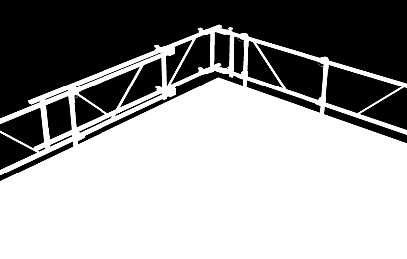 6) Jos kaide-elementtien pituus ei täysin riitä katon reuna-alueelle, lisää tarvittava pituus tällöin kaide-elementillä ja kiinnitä se kaiteen puristusliittimellä (liitäntä samoin kuin tavallisella