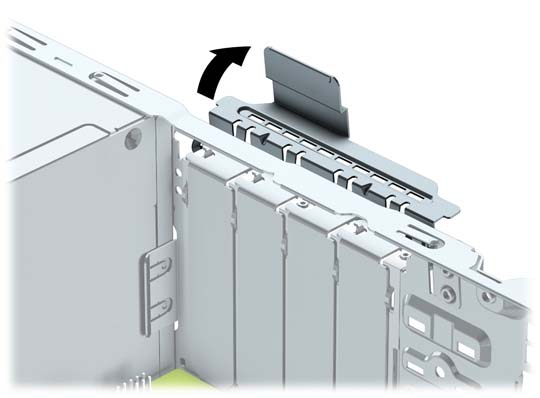 Laajennuskortin asentaminen ja poistaminen Tietokoneessa on kaksi PCI Express x1 -laajennusvastaketta, yksi PCI Express x16 -laajennusvastake ja yksi PCI Express x16 -laajennusvastake, joka on
