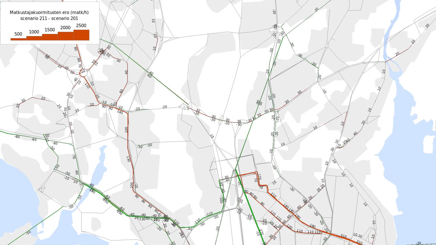 Pasilanväylän liikennekäytäväselvitys LIITTEET Joukkoliikenne 2010, aamuhuipputunti Ve