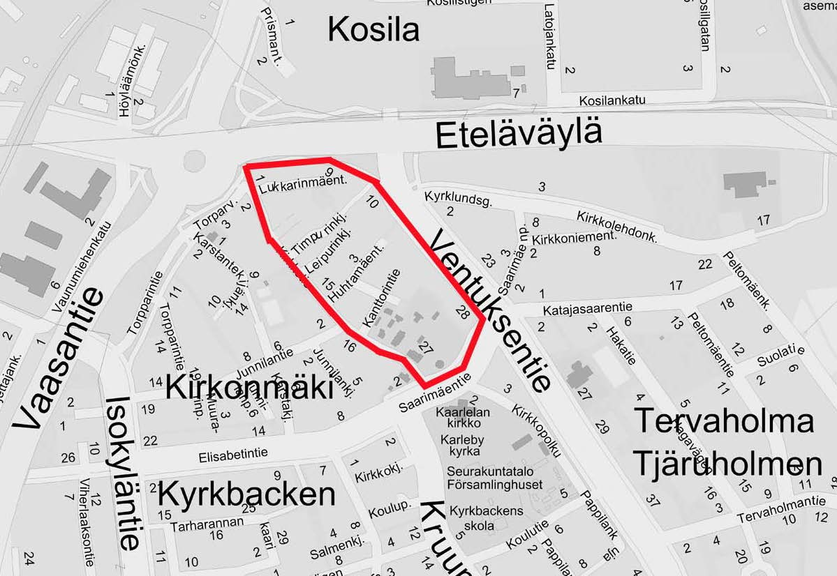 VANHA KIRKONMÄKI ASEMAKAAVATYÖN VIREILLE TULON SYY Vireille tulo perustuu Kokkolan kaupungin aloitteeseen.
