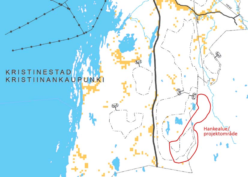 FCG SUUNNITTELU JA TEKNIIKKA OY Mikonkeitaan tuulivoimapuisto 191 Kuva 11.7. Ote Etelä-Pohjanmaan 1. vaihemaakuntakaavan luonnoksesta 28.5.2012 (Etelä-Pohjanmaan liitto 2013).