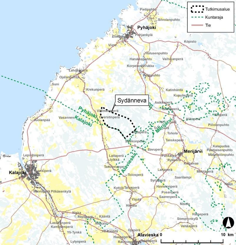 Sydänneva tutkimusalueeksi Vaihtoehtoiset paikat Pyhäjoen Sydänneva ja Eurajoki Sydännevan alueella on 80-luvulla tehdyissä tutkimuksissa löytynyt suuri lineamenttien rajaama eheä kalliolohko.