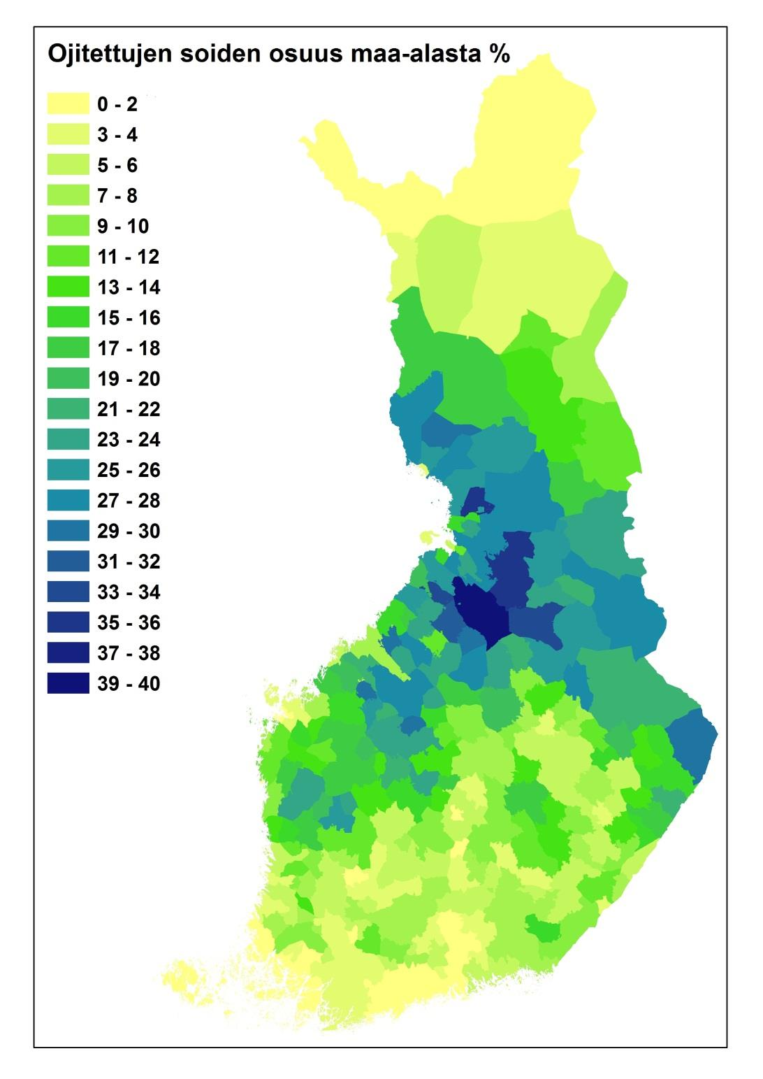 Osuus voi olla yliarvio kartta-aineistoon liittyvien