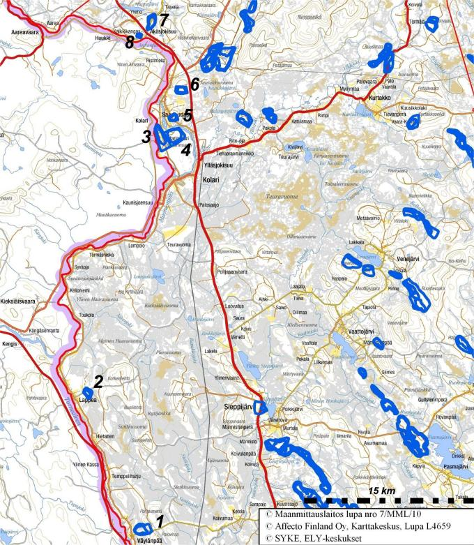 1.3 Pohjavesialueet Kaava-alueelle sijoittuu 8 pohjavesialuetta (taulukko 1 ja kuva 1). Taulukko 1.