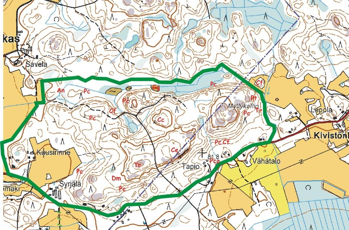 LIITE 3 (3/4) Liite 3. Hyvinkään Kaukasten metsäalueen EU D1- ja uhanalaislajit, sekä varpushaukan ja puukiipijän reviirit.