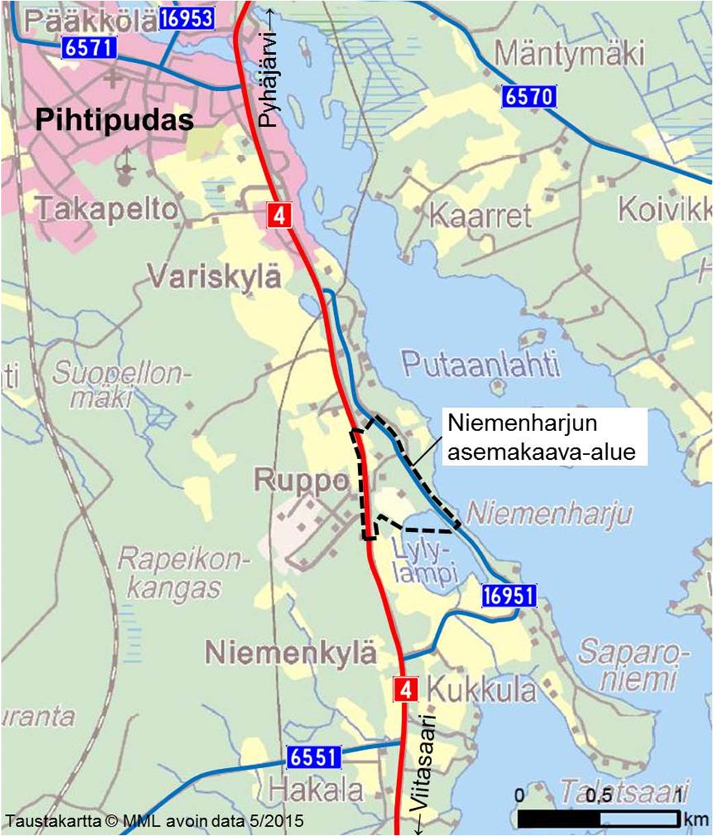 5 Kuva 1. Niemenharjun asemakaava-alueen sijainti ja liikenteellinen asema. 2.