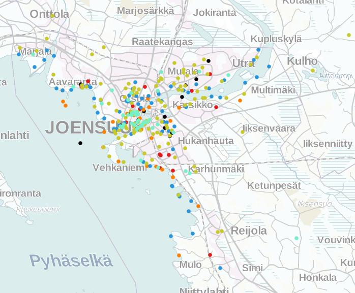 Karttakoontia unelmien asuinpaikka, ikäryhmittäin Unelmien asuinpaikka, ikäryhmittäin: Nuorin ikäryhmä toivoo keskusta-asumista, perheenperustamisiässä olevat keskustan läheistä asumista 35-44