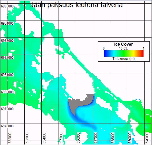 Lämpökuorman aiheuttama jäänpaksuuden ohenema on mallinnustulosten mukaan Kelloselän syvänteen kohdalla noin 15 20 cm ja Kelloselän eteläosassa noin 10 cm.