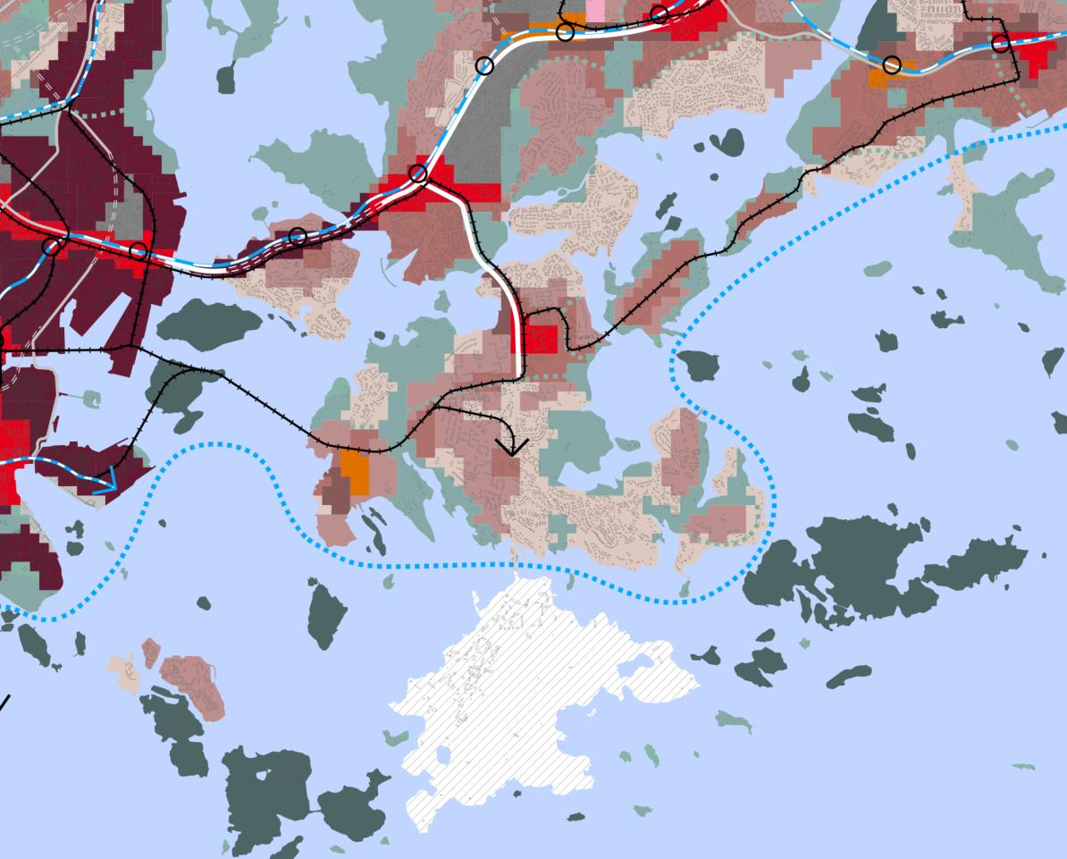 Vartiosaari yleiskaavan 2050 luonnoksessa merellistä