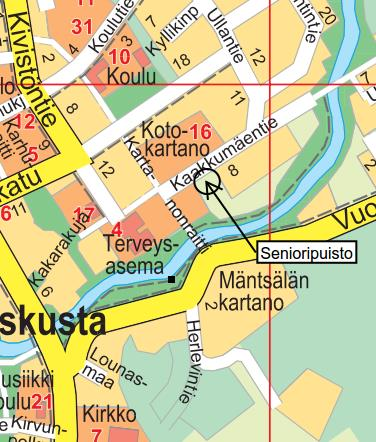 Kaakkumäen senioripuisto /Puistojaos omana työnä Aikataulu: 2016 syys - marraskuu Budjetti: 60 000 Hankkeen laajuus: n.