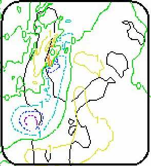 Kuva 25. CON-assimilaation tuulen nopeuden analyysi-inkrementtikenttä(m/s) 700hPa painepinnalla 2.2.2008 18UTC.
