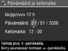 Luku 1 Alueen määrittäminen Kieli- ja Alue-asetukset määrittävät päivämäärän oletusmuodon ja videosignaalin muodon kameran kuvien televisiokatselua varten, kun kamera on kytketty valinnaiseen HP