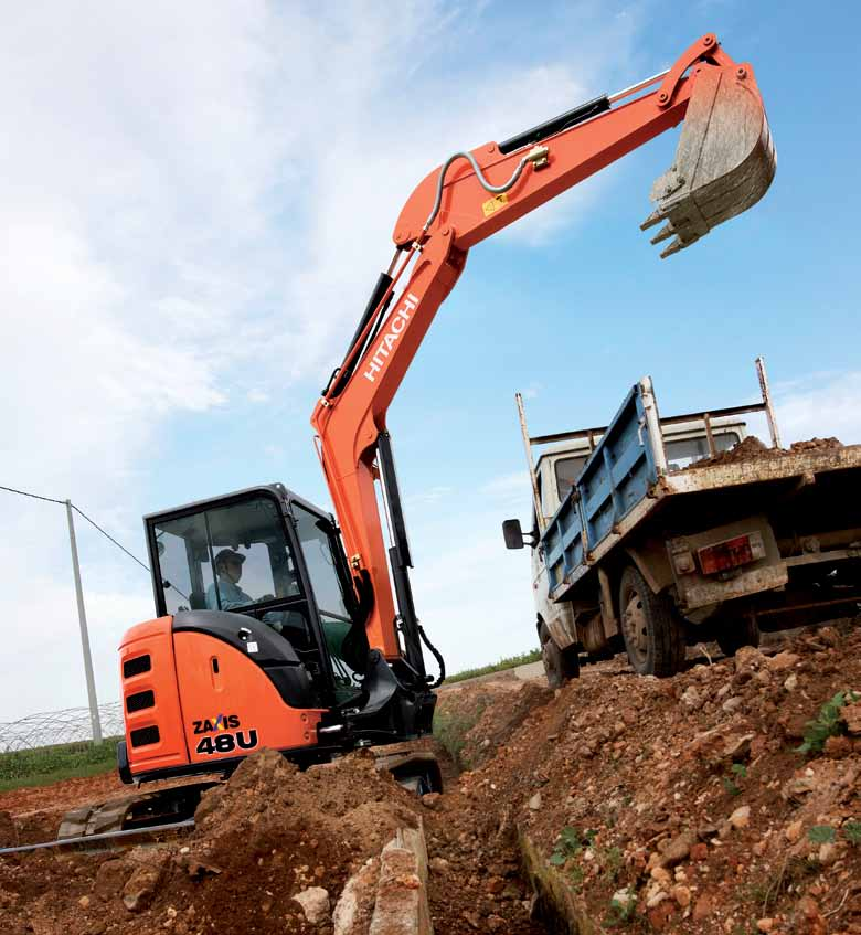 ZX48U-5 SUORITUSKYKY Kuten kaikki uudet ZAXIS-mallit, minikaivukonemallisto on suunniteltu tarjoamaan huippuluokan tuottavuuden ja alemmat käyttökulut.