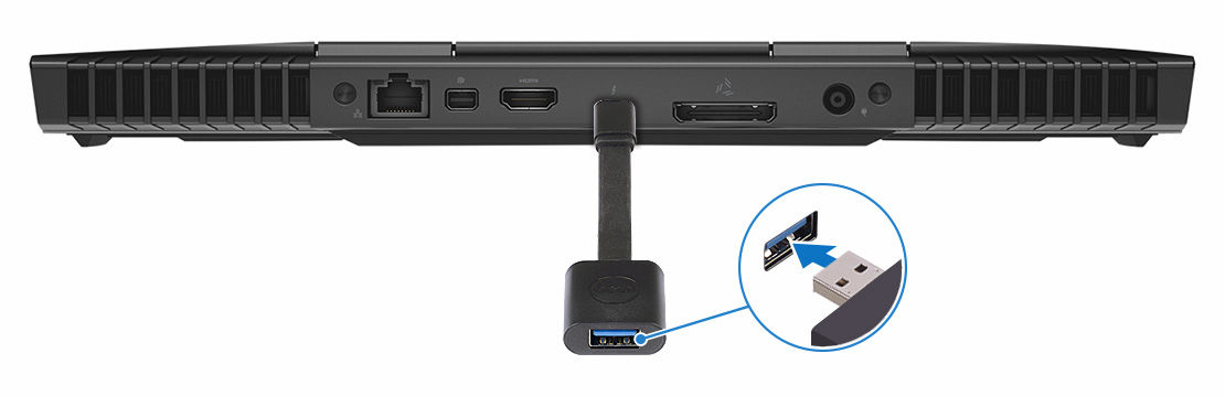 5 Kytke Oculus Rift -seurain tietokoneen vasemmassa laidassa olevaan A- tyyppiseen USB-porttiin.