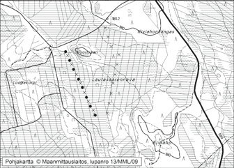Teuvo Herranen 109. Lautasaarenneva Lautasaarenneva (kl. 3324 06, x = 7091,3, y = 3471,6) sijaitsee noin 22 km Pyhännän keskustasta etelään (kuva 11).